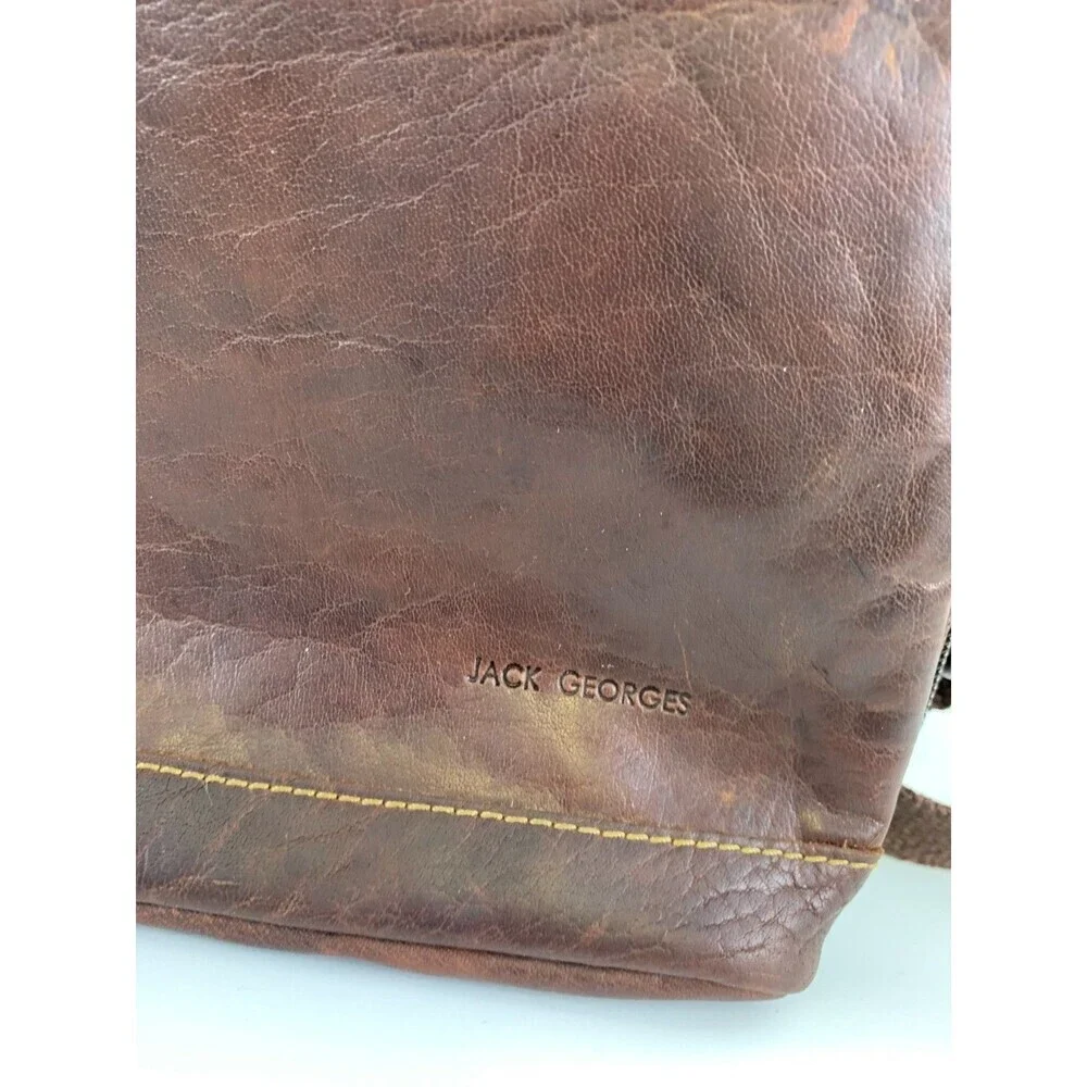 Jack Georges Voyager Convertible Backpack Crossbody Brown Buffalo‎ Leather Zip